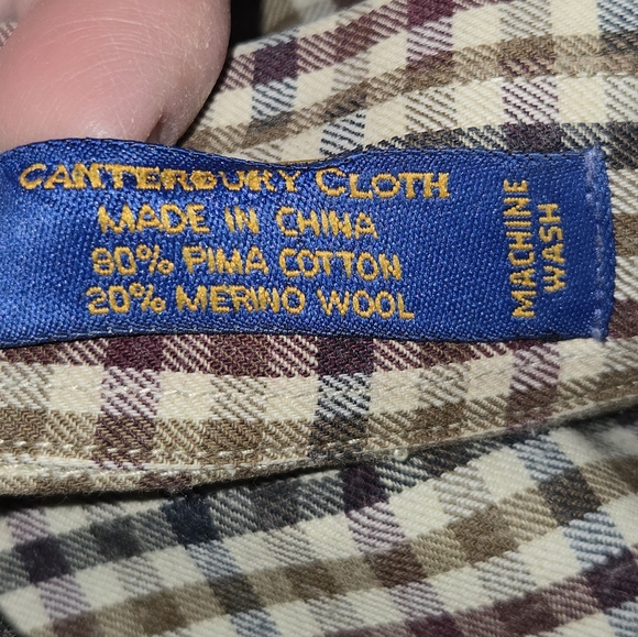 Pendleton Canterbury Cloth Brown Plaid Cotton/Wool Blend Flannel Shirt Size L - Picture 7 of 7